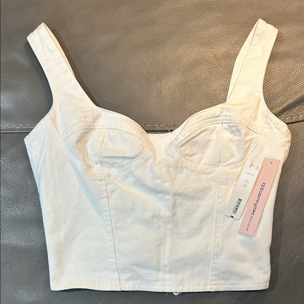 Aqua White Bustier Crop Top